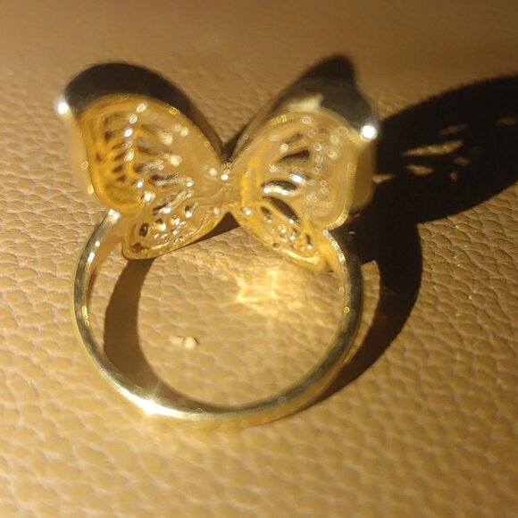 Butterfly Ring 925 Sterling Silver DBJ Sz 6 Gold Plated Vintage Inspire Jewelry - Picture 10 of 13